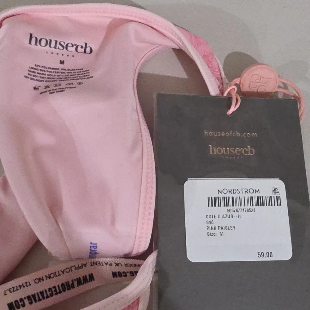 House of Cb‎ Cote Dazur pink paisley thong bikini bottom M NWT